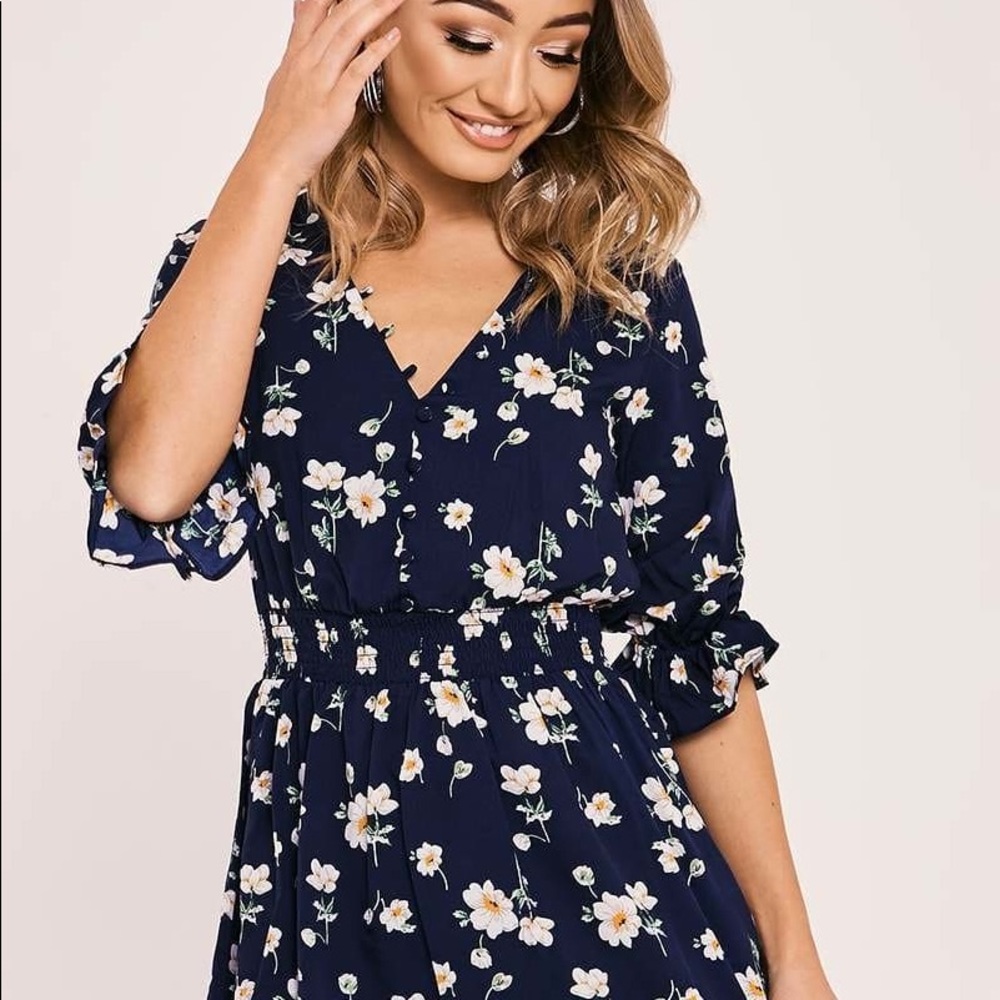 Asos navy floral dress